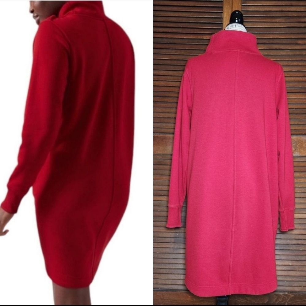 Athleta Cozy Karma Red Mock Neck Oversize Mini Sweatshirt Dress - Picture 2 of 11